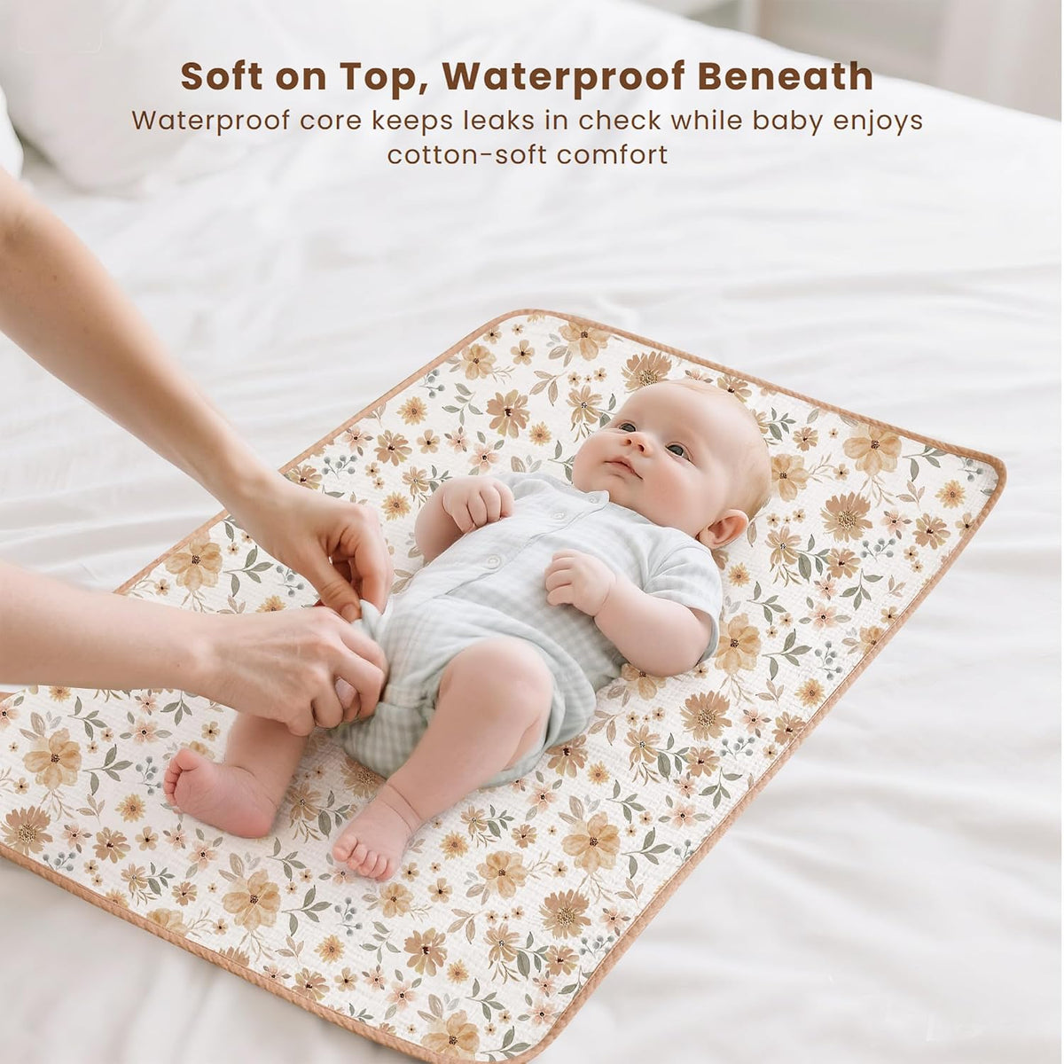 2 Pack Waterproof Muslin Portable Changing Pad, Diaper Changing Mat
