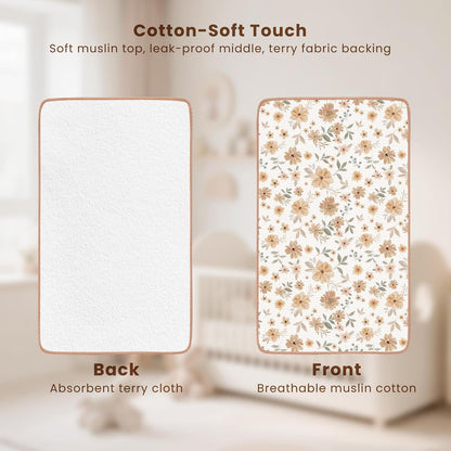 2 Pack Waterproof Muslin Portable Changing Pad, Diaper Changing Mat