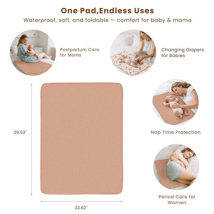 2 Pack Waterproof Muslin Portable Changing Pad, Diaper Changing Mat