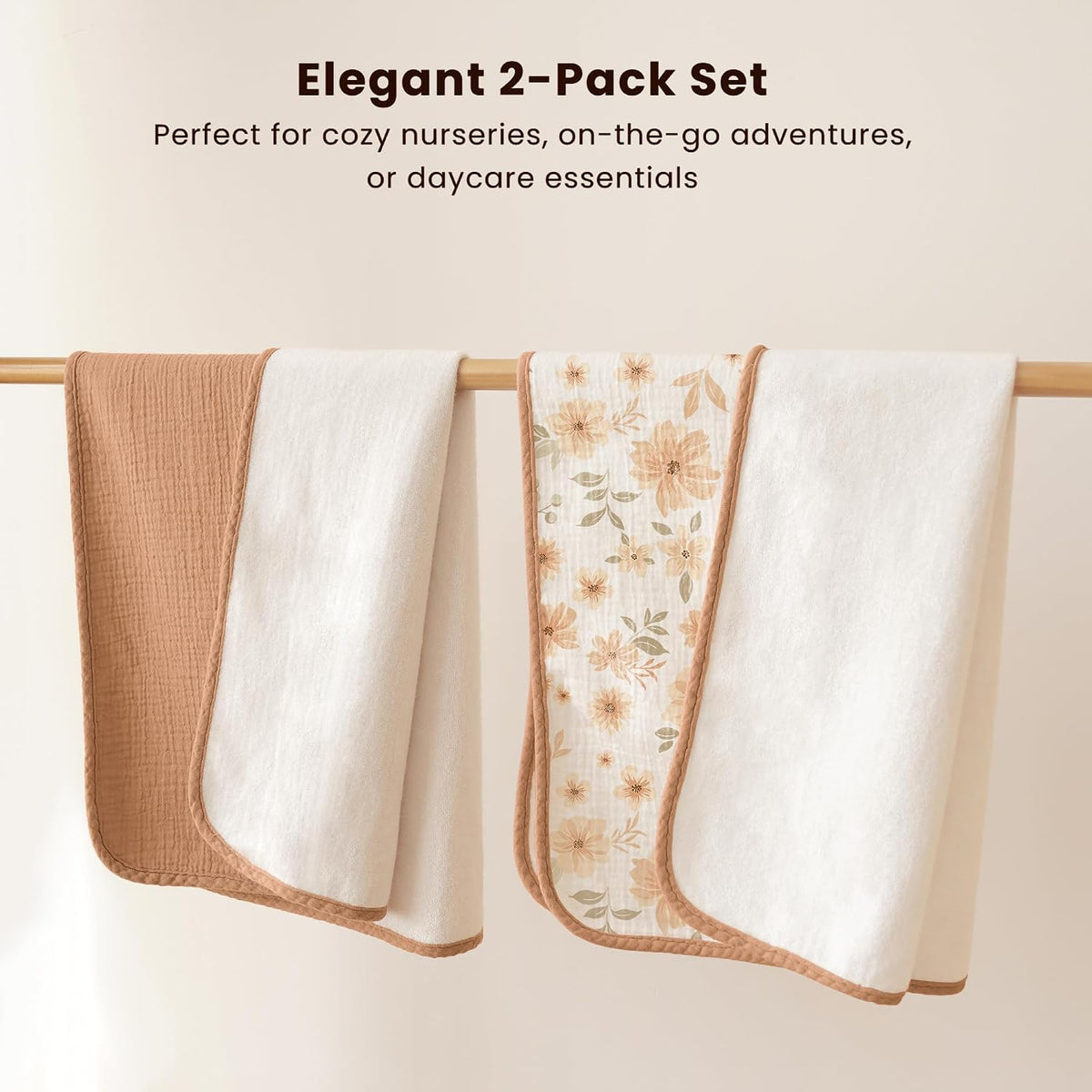 2 Pack Waterproof Muslin Portable Changing Pad, Diaper Changing Mat