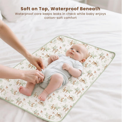 2 Pack Waterproof Muslin Portable Changing Pad, Diaper Changing Mat