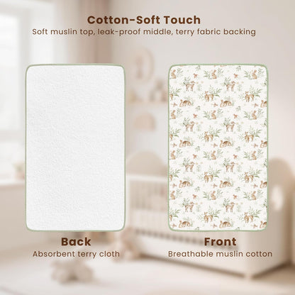 2 Pack Waterproof Muslin Portable Changing Pad, Diaper Changing Mat