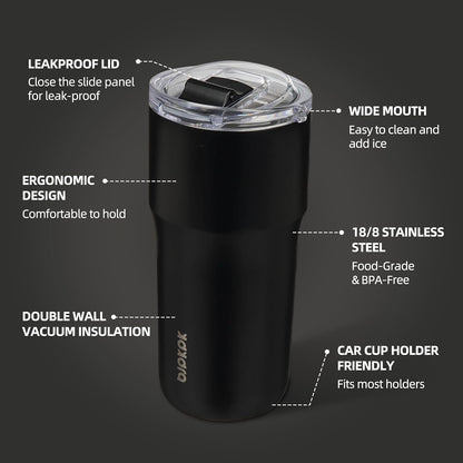 20oz Spill Proof Coffee Tumbler, Insulated Stainless Steel Cup | Double Wall Vacuum, Leakproof Lid, Keeps Hot/Cold/Iced, BPA Free, Dishwasher Safe, Cupholder, Travel, White