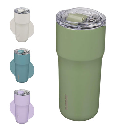 20oz Spill Proof Coffee Tumbler, Insulated Stainless Steel Cup | Double Wall Vacuum, Leakproof Lid, Keeps Hot/Cold/Iced, BPA Free, Dishwasher Safe, Cupholder, Travel, White