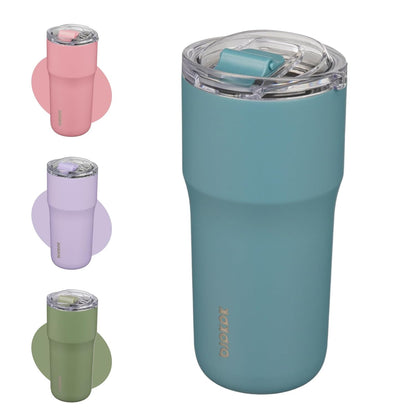 20oz Spill Proof Coffee Tumbler, Insulated Stainless Steel Cup | Double Wall Vacuum, Leakproof Lid, Keeps Hot/Cold/Iced, BPA Free, Dishwasher Safe, Cupholder, Travel, White