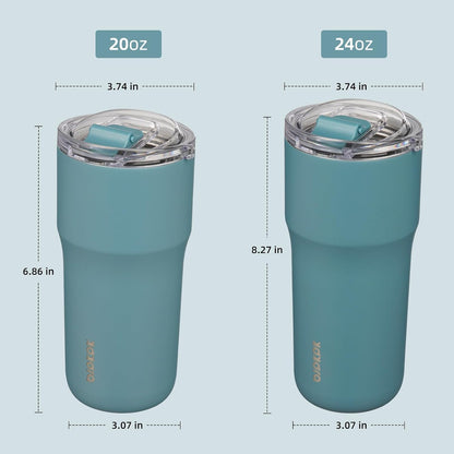 20oz Spill Proof Coffee Tumbler, Insulated Stainless Steel Cup | Double Wall Vacuum, Leakproof Lid, Keeps Hot/Cold/Iced, BPA Free, Dishwasher Safe, Cupholder, Travel, White