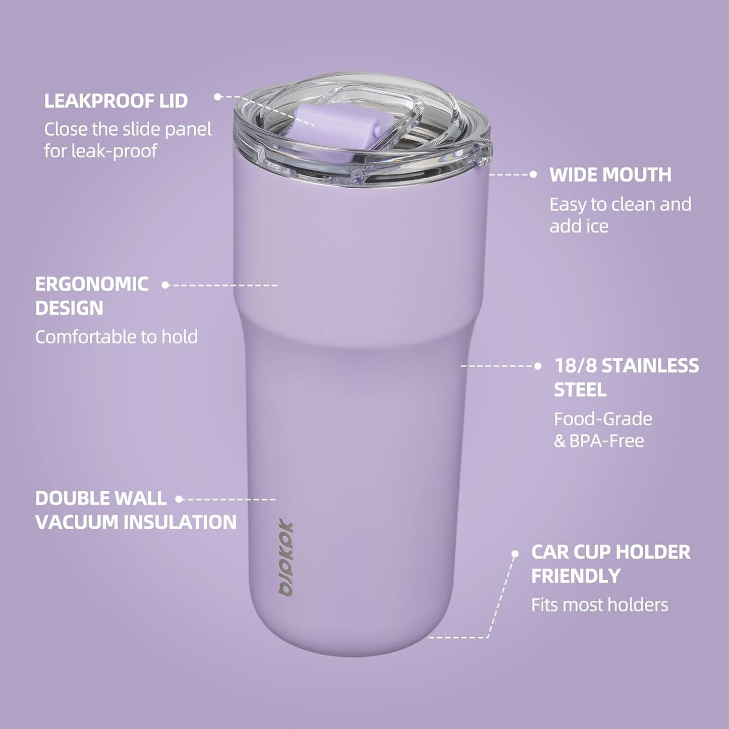 20oz Spill Proof Coffee Tumbler, Insulated Stainless Steel Cup | Double Wall Vacuum, Leakproof Lid, Keeps Hot/Cold/Iced, BPA Free, Dishwasher Safe, Cupholder, Travel, White
