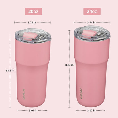 20oz Spill Proof Coffee Tumbler, Insulated Stainless Steel Cup | Double Wall Vacuum, Leakproof Lid, Keeps Hot/Cold/Iced, BPA Free, Dishwasher Safe, Cupholder, Travel, White