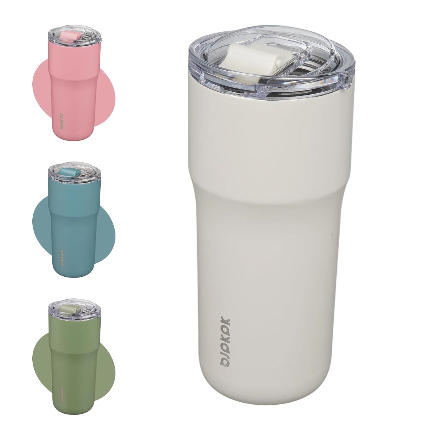 20oz Spill Proof Coffee Tumbler, Insulated Stainless Steel Cup | Double Wall Vacuum, Leakproof Lid, Keeps Hot/Cold/Iced, BPA Free, Dishwasher Safe, Cupholder, Travel, White