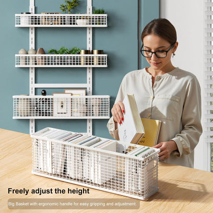 6-Tier Over The Door Pantry Organizer,Hanging Spice Rack,Grid Basket,White