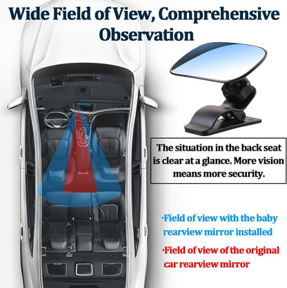 Car Interior Rearview Baby Mirror, Wide Angle Convex HD 360° Adjustable Rearview Mirror for Backseat Kids, Clip-on Sun Visor Safety Rearview for Monitoring Infant Child, Universal Fit