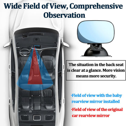 Car Interior Rearview Baby Mirror, Wide Angle Convex HD 360° Adjustable Rearview Mirror for Backseat Kids, Clip-on Sun Visor Safety Rearview for Monitoring Infant Child, Universal Fit