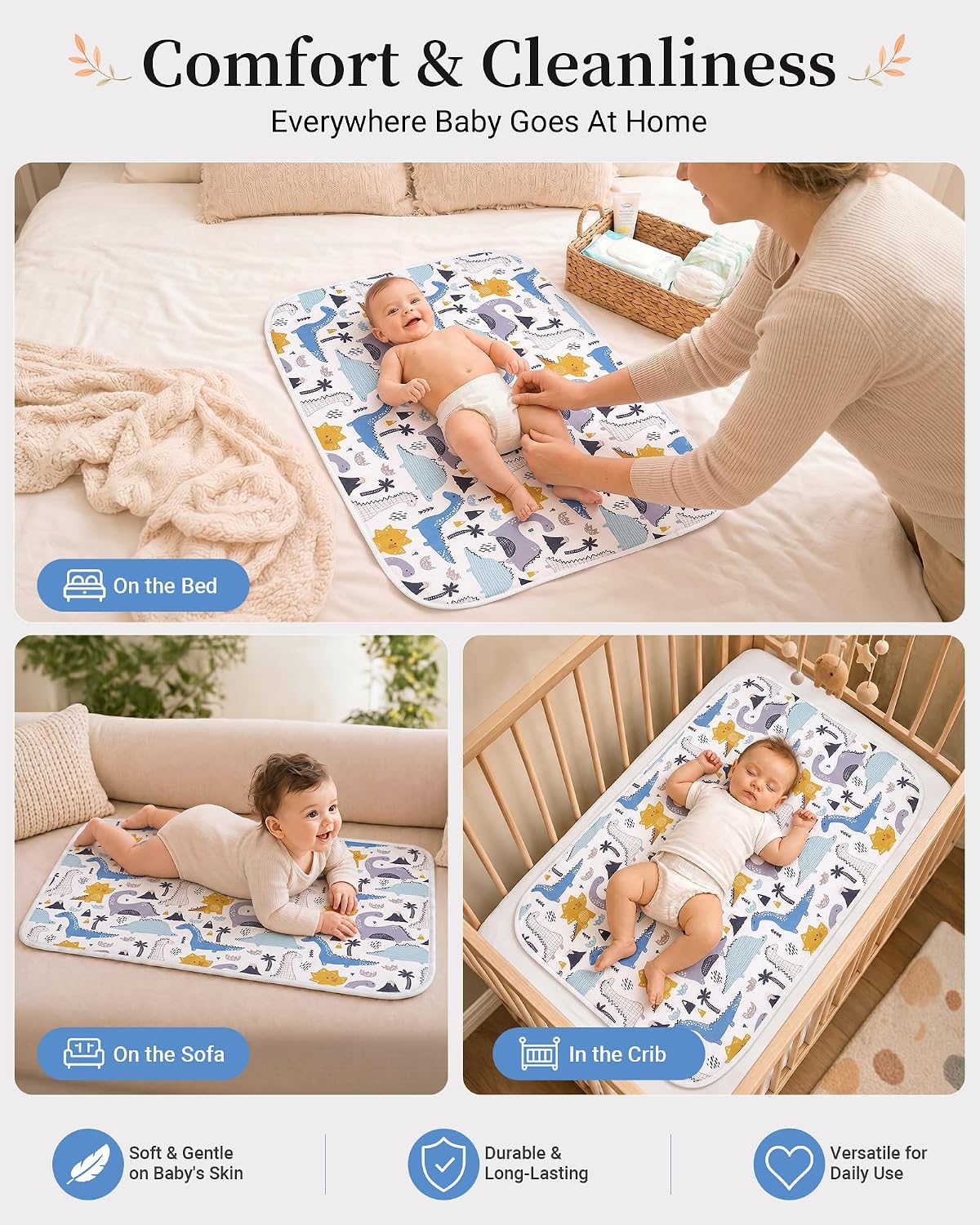 Portable Baby Changing Pad, Waterproof Diaper Changing Mat, 30"x24"