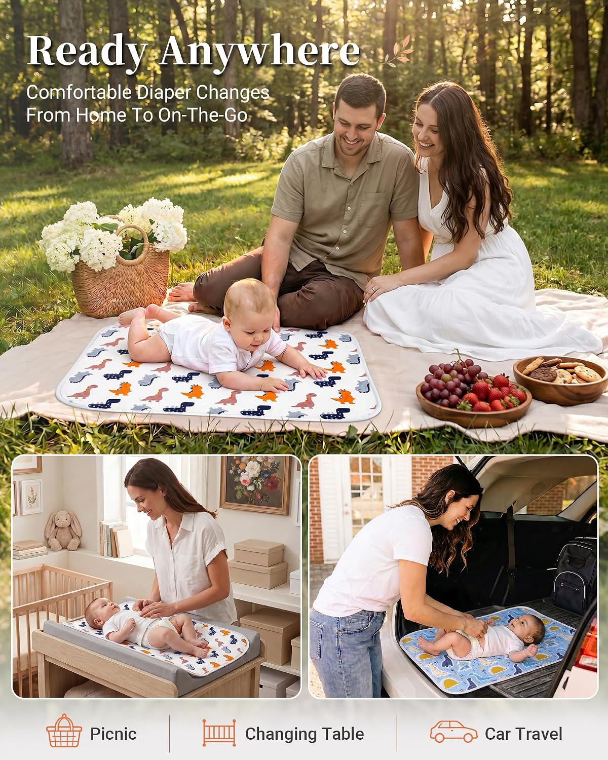 Portable Baby Changing Pad, Waterproof Diaper Changing Mat, 30"x24"
