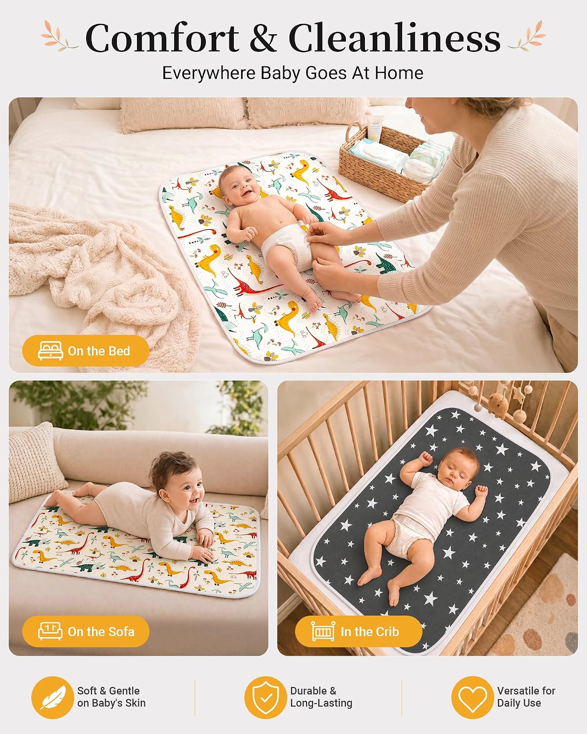 Portable Baby Changing Pad, Waterproof Diaper Changing Mat, 30"x24"