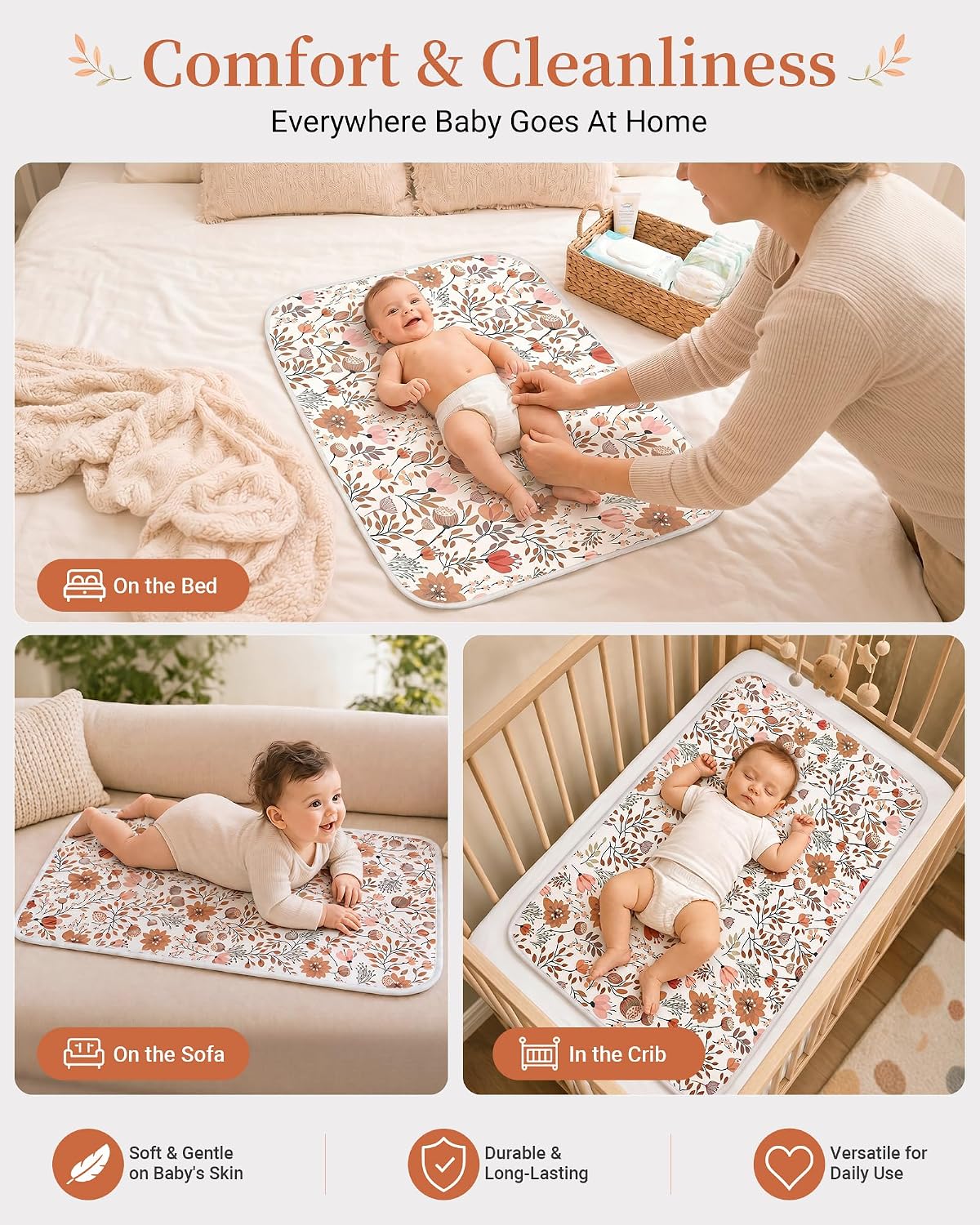 Portable Baby Changing Pad, Waterproof Diaper Changing Mat, 30"x24"