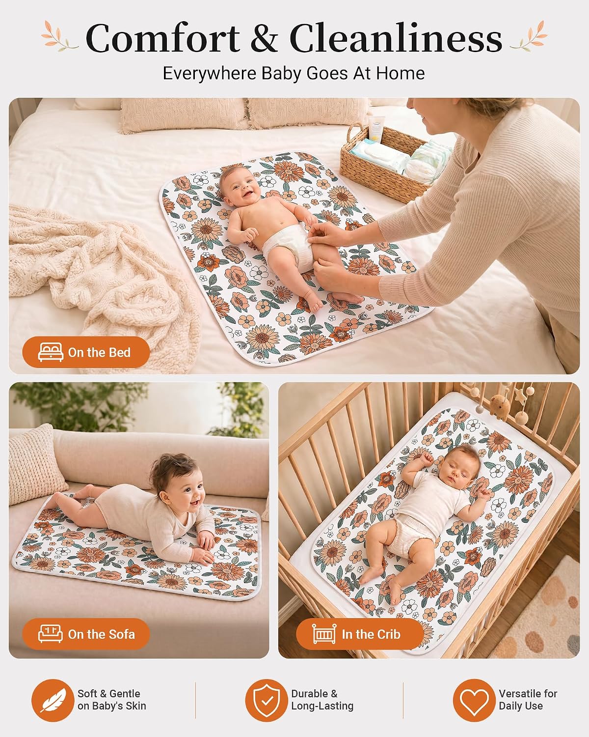 Portable Baby Changing Pad, Waterproof Diaper Changing Mat, 30"x24"