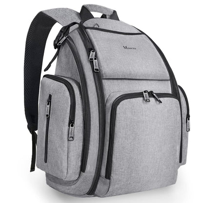 Diaper Bag Backpack, Large Multifunction Waterproof Travel Baby Bag for Dad Mom with 4 Insulated Pockets and Stroller Straps, Maternity Baby Bag for Boys Girls, Grey