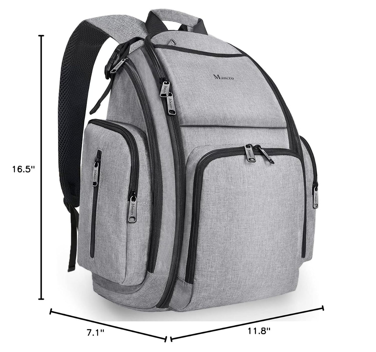 Diaper Bag Backpack, Large Multifunction Waterproof Travel Baby Bag for Dad Mom with 4 Insulated Pockets and Stroller Straps, Maternity Baby Bag for Boys Girls, Grey