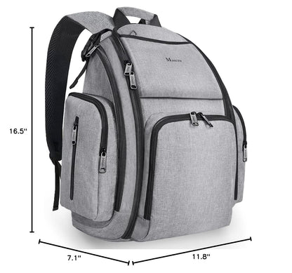 Diaper Bag Backpack, Large Multifunction Waterproof Travel Baby Bag for Dad Mom with 4 Insulated Pockets and Stroller Straps, Maternity Baby Bag for Boys Girls, Grey