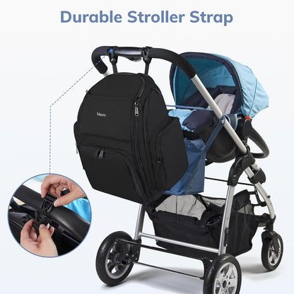 Diaper Bag Backpack, Large Multifunction Waterproof Travel Baby Bag for Dad Mom with 4 Insulated Pockets and Stroller Straps, Maternity Baby Bag for Boys Girls, Grey
