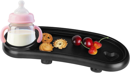 Stroller Snack Tray Compatible with Mockingbird,Adjustable Black Snack Tray for Stroller with Cup Holder and Phone Holder for Snacks, Drinks,Phone, and Toy