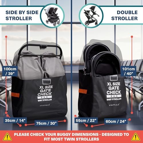 Travel essentials bundle Extra Large Gate Check Stroller Bag for Airplane + Infant Car Seat Travel Bag for Airport