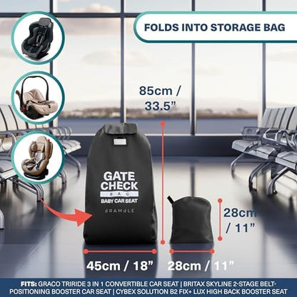 Travel essentials bundle Extra Large Gate Check Stroller Bag for Airplane + Infant Car Seat Travel Bag for Airport