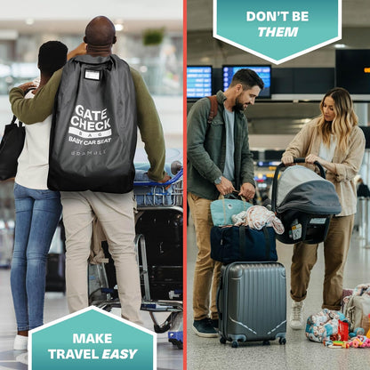 Travel essentials bundle Extra Large Gate Check Stroller Bag for Airplane + Infant Car Seat Travel Bag for Airport