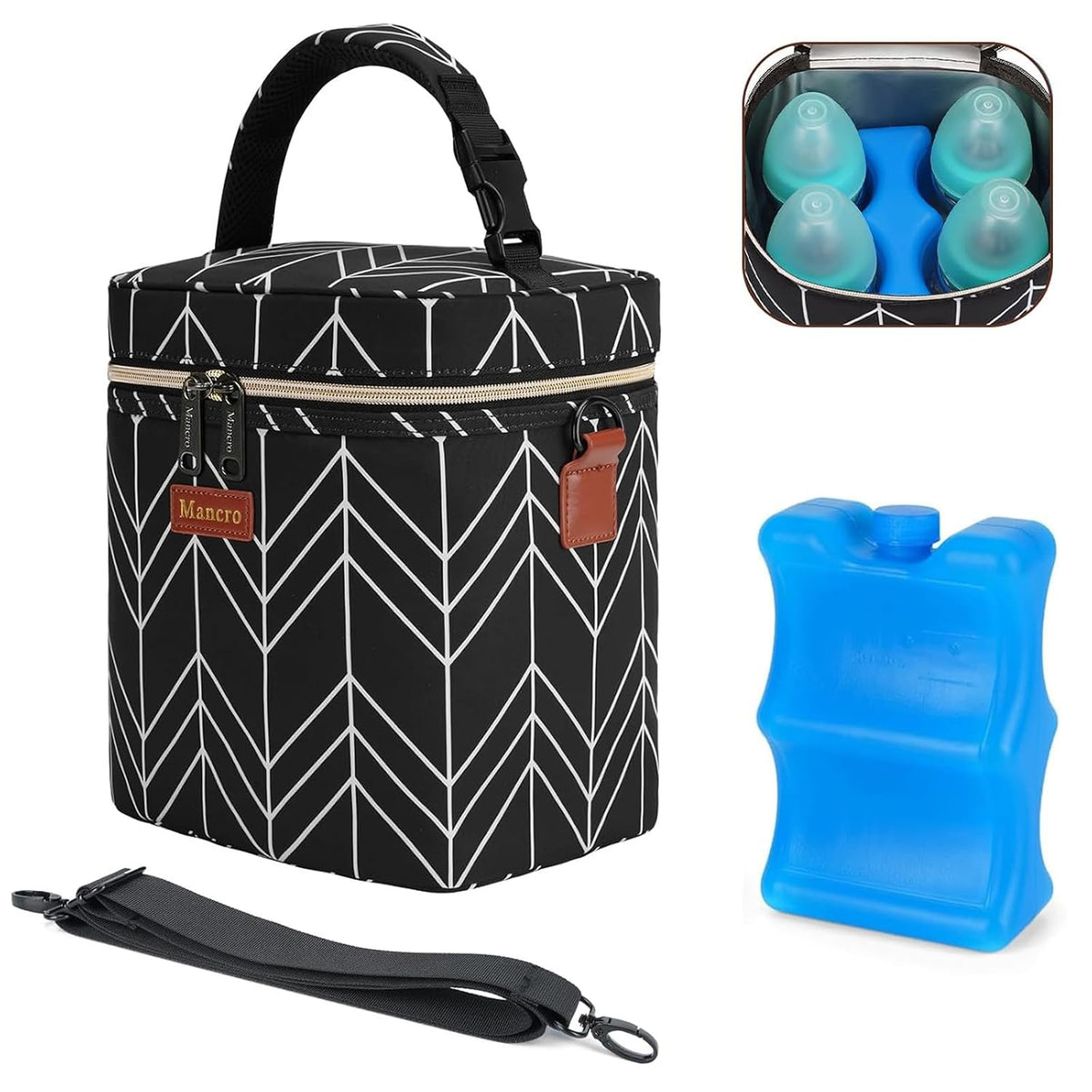 Breastmilk Cooler Bag with Ice Pack,Insulated Baby Bottle Cooler Bag