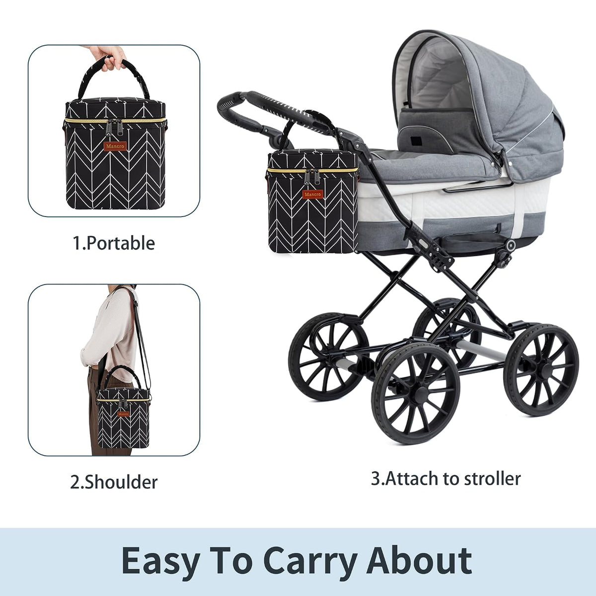 Breastmilk Cooler Bag with Ice Pack,Insulated Baby Bottle Cooler Bag