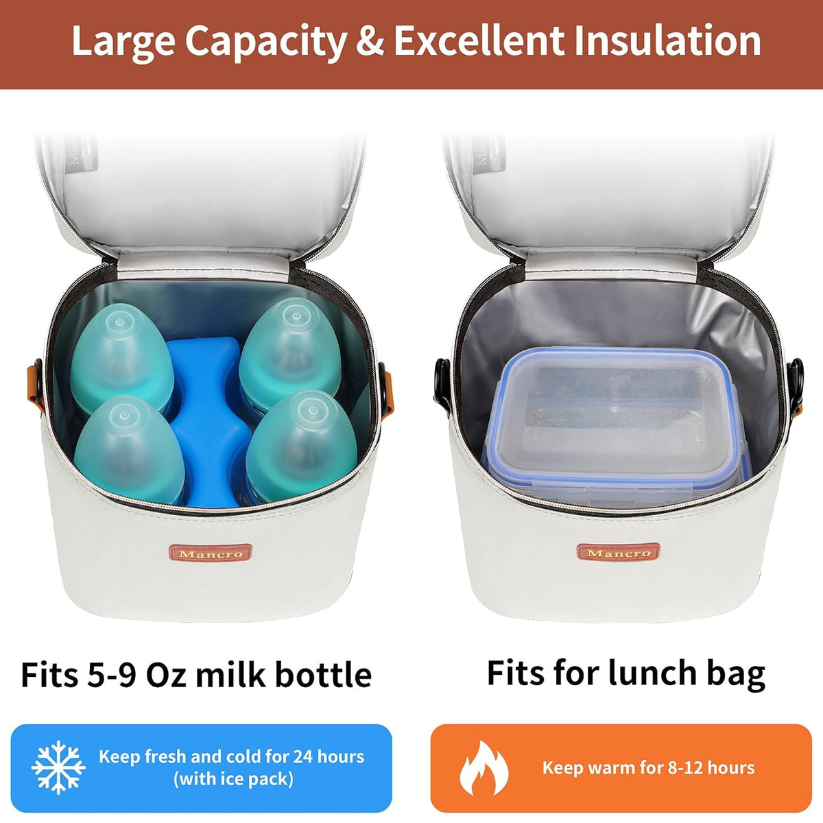 Breastmilk Cooler Bag with Ice Pack,Insulated Baby Bottle Cooler Bag