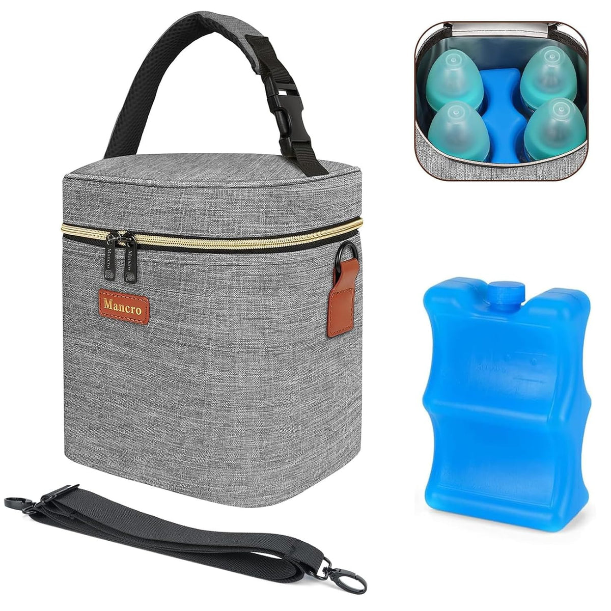 Breastmilk Cooler Bag with Ice Pack,Insulated Baby Bottle Cooler Bag
