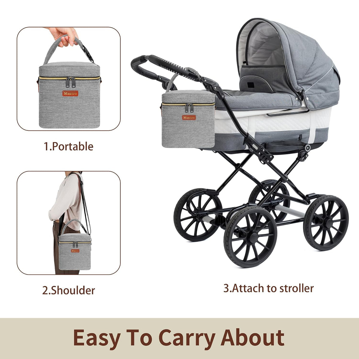 Breastmilk Cooler Bag with Ice Pack,Insulated Baby Bottle Cooler Bag