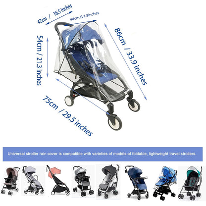Stroller Rain Cover Universal Stroller Cover for Toddler Umbrella Stroller,Compact Travel Stroller, Waterproof Snow Wind Weather Shield,Food Grade EVA No Odor