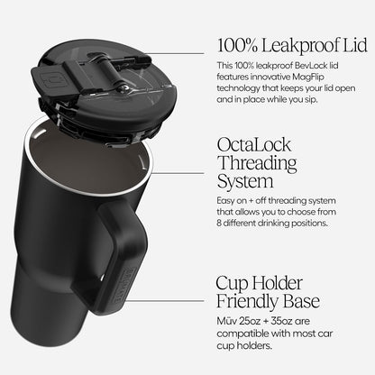 Müv - 25oz 100% Leak Proof Insulated Coffee Mug with Handle & Lid - Stainless Steel Coffee Travel Mug - Double Walled Coffee Cup (Primrose)