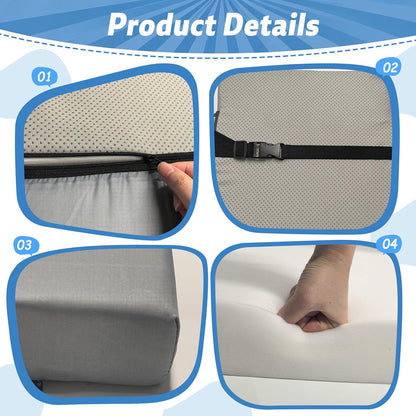 Booster Seat Cushion for Dining Table, Kids Toddler Booster Seat Height-Adjustable Cushion for Table, 3-in-1 Detachable Zipper Connection Height-Adjustable with Backrest