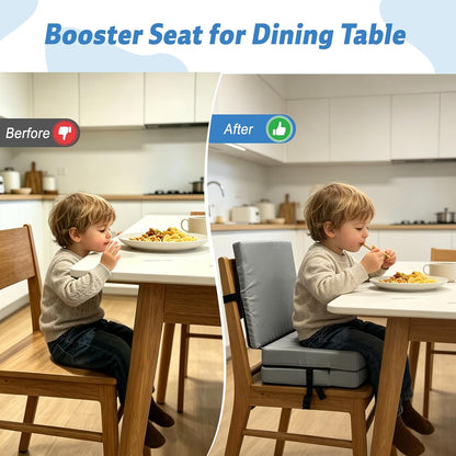 Booster Seat Cushion for Dining Table, Kids Toddler Booster Seat Height-Adjustable Cushion for Table, 3-in-1 Detachable Zipper Connection Height-Adjustable with Backrest