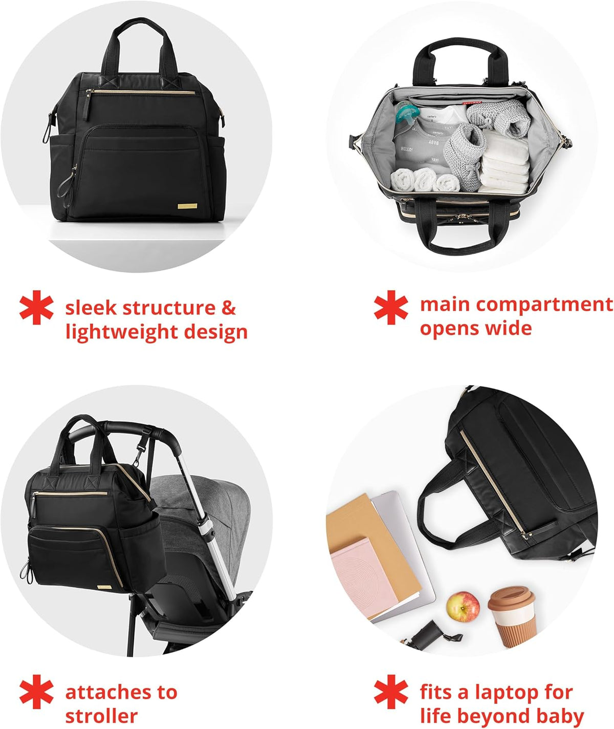 Diaper Bag Backpack with Portable Changing Pad, 9 Total Pockets, Easy-Access Wipes Pocket, Zippered Side Pocket, Luggage Sleeve & Stroller Straps, Fits a 15” Laptop, Luna, Sage