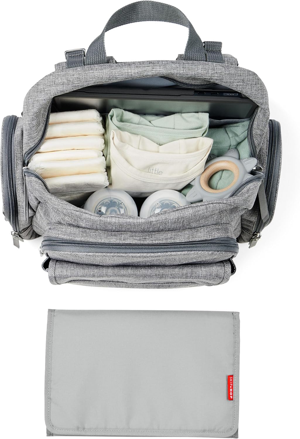Diaper Bag Backpack with Portable Changing Pad, 9 Total Pockets, Easy-Access Wipes Pocket, Zippered Side Pocket, Luggage Sleeve & Stroller Straps, Fits a 15” Laptop, Luna, Sage