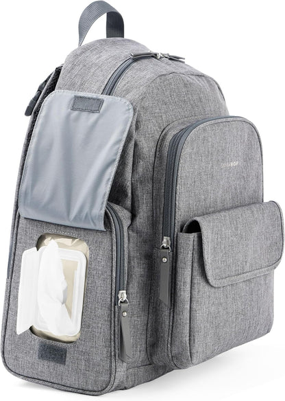 Diaper Bag Backpack with Portable Changing Pad, 9 Total Pockets, Easy-Access Wipes Pocket, Zippered Side Pocket, Luggage Sleeve & Stroller Straps, Fits a 15” Laptop, Luna, Sage