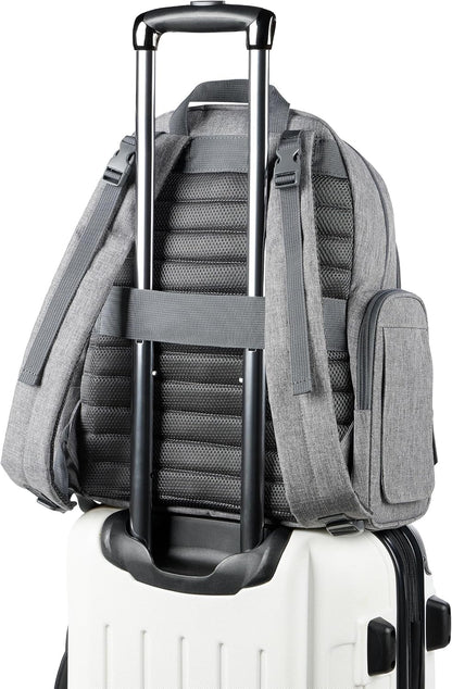 Diaper Bag Backpack with Portable Changing Pad, 9 Total Pockets, Easy-Access Wipes Pocket, Zippered Side Pocket, Luggage Sleeve & Stroller Straps, Fits a 15” Laptop, Luna, Sage