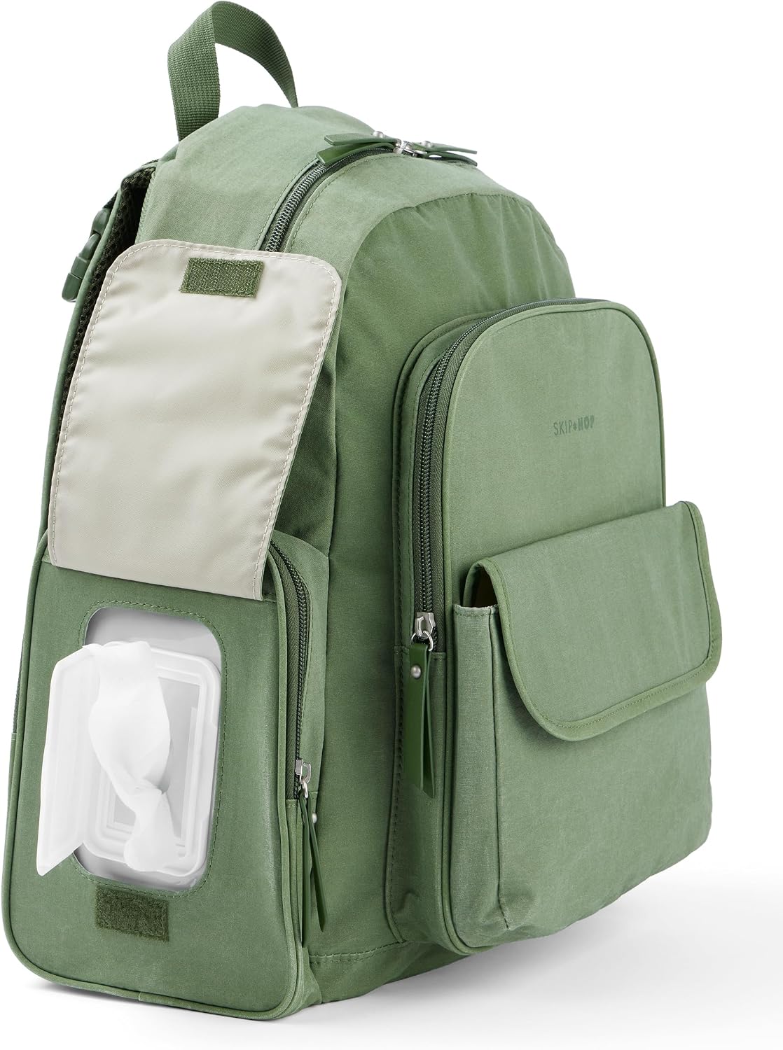 Diaper Bag Backpack with Portable Changing Pad, 9 Total Pockets, Easy-Access Wipes Pocket, Zippered Side Pocket, Luggage Sleeve & Stroller Straps, Fits a 15” Laptop, Luna, Sage