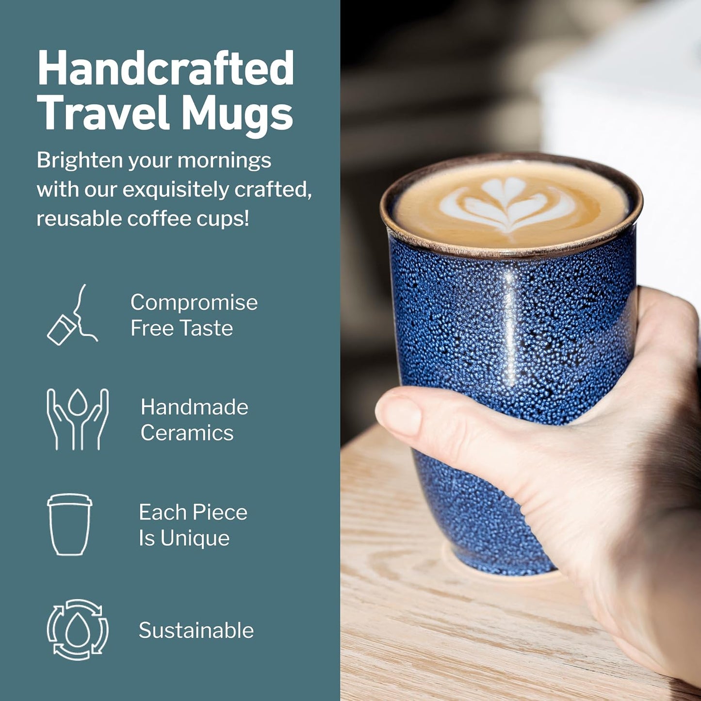 Coffee Travel Mug – Cup Holder Friendly Travel Mug– Microwave & Dishwasher Safe White & Purple Tumbler - Coffee Mug Fits In Cup Holder – 12oz – Astral Bloom