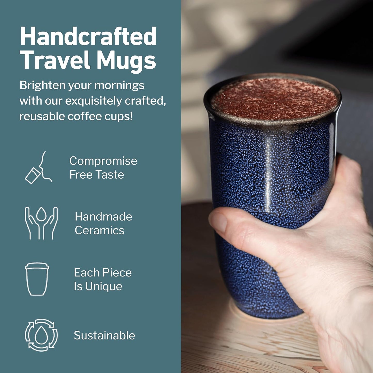 Coffee Travel Mug – Cup Holder Friendly Travel Mug– Microwave & Dishwasher Safe White & Purple Tumbler - Coffee Mug Fits In Cup Holder – 12oz – Astral Bloom