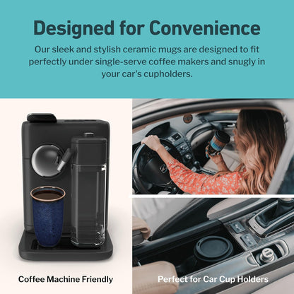 Coffee Travel Mug – Cup Holder Friendly Travel Mug– Microwave & Dishwasher Safe White & Purple Tumbler - Coffee Mug Fits In Cup Holder – 12oz – Astral Bloom