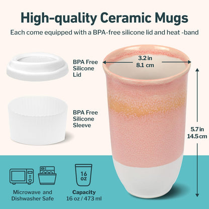 Coffee Travel Mug – Cup Holder Friendly Travel Mug– Microwave & Dishwasher Safe White & Purple Tumbler - Coffee Mug Fits In Cup Holder – 12oz – Astral Bloom