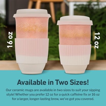 Coffee Travel Mug – Cup Holder Friendly Travel Mug– Microwave & Dishwasher Safe White & Purple Tumbler - Coffee Mug Fits In Cup Holder – 12oz – Astral Bloom