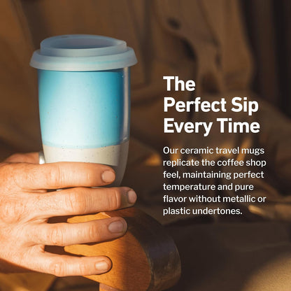 Coffee Travel Mug – Cup Holder Friendly Travel Mug– Microwave & Dishwasher Safe White & Purple Tumbler - Coffee Mug Fits In Cup Holder – 12oz – Astral Bloom