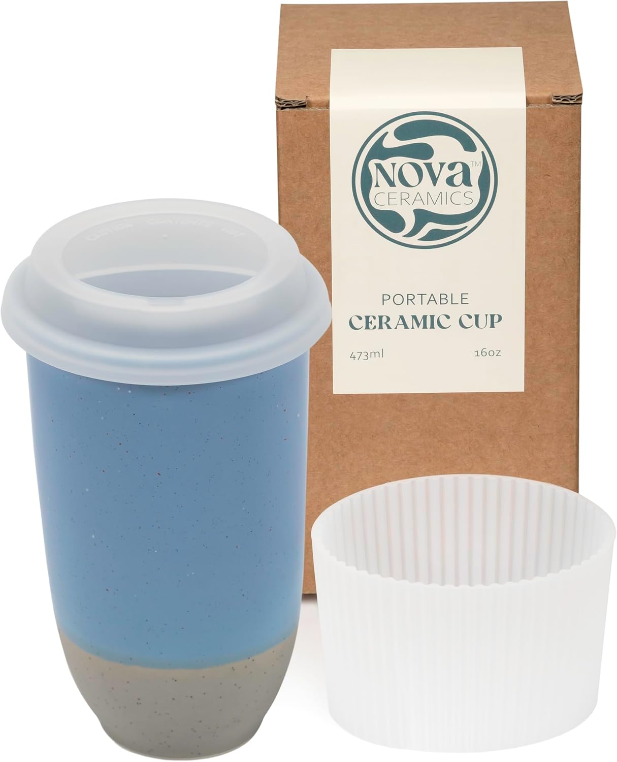 Coffee Travel Mug – Cup Holder Friendly Travel Mug– Microwave & Dishwasher Safe White & Purple Tumbler - Coffee Mug Fits In Cup Holder – 12oz – Astral Bloom